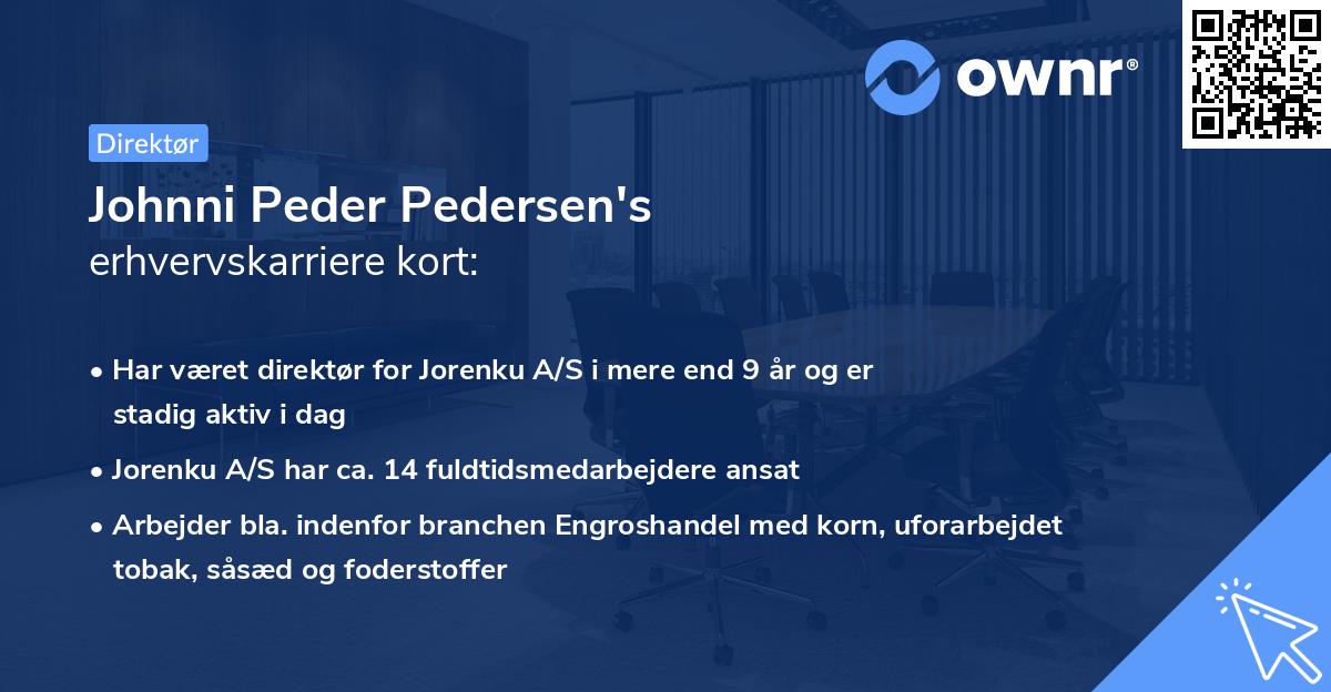 Johnni Peder Pedersen's erhvervskarriere kort