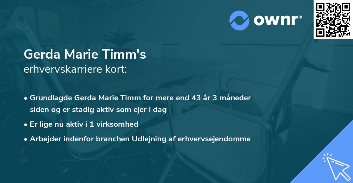 Gerda Marie Timm's erhvervskarriere kort
