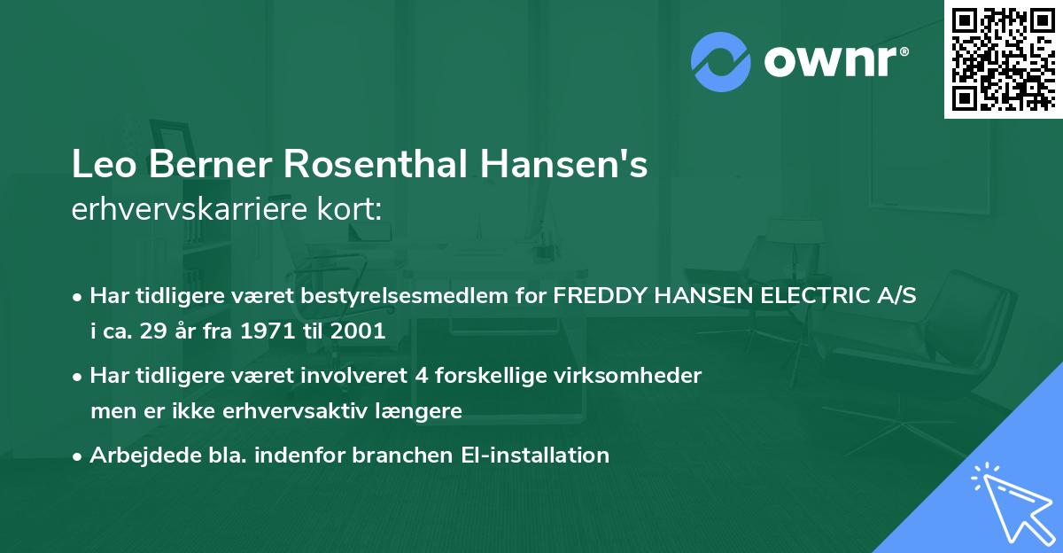 Leo Berner Rosenthal Hansen's erhvervskarriere kort
