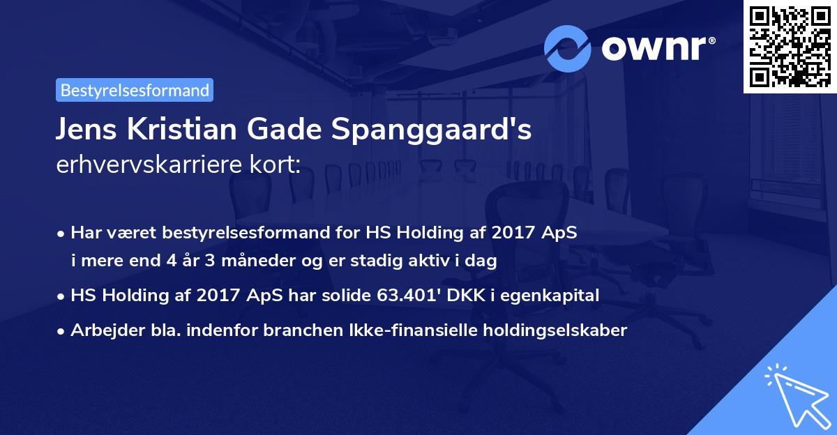 Jens Kristian Gade Spanggaard's erhvervskarriere kort