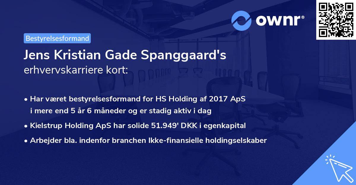 Jens Kristian Gade Spanggaard's erhvervskarriere kort
