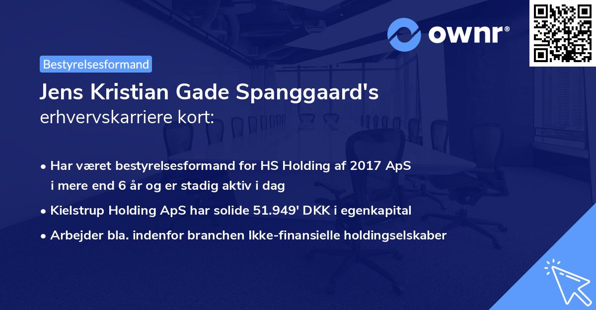 Jens Kristian Gade Spanggaard's erhvervskarriere kort