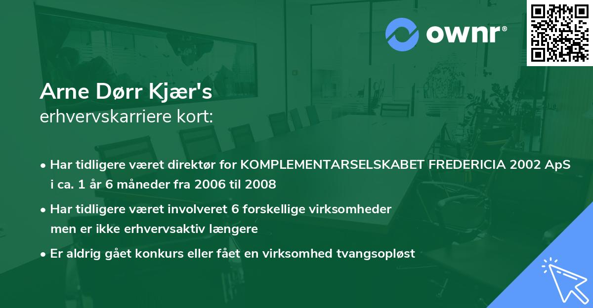 Arne Dørr Kjær's erhvervskarriere kort