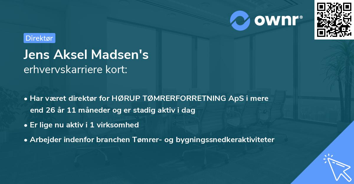 Jens Aksel Madsen's erhvervskarriere kort