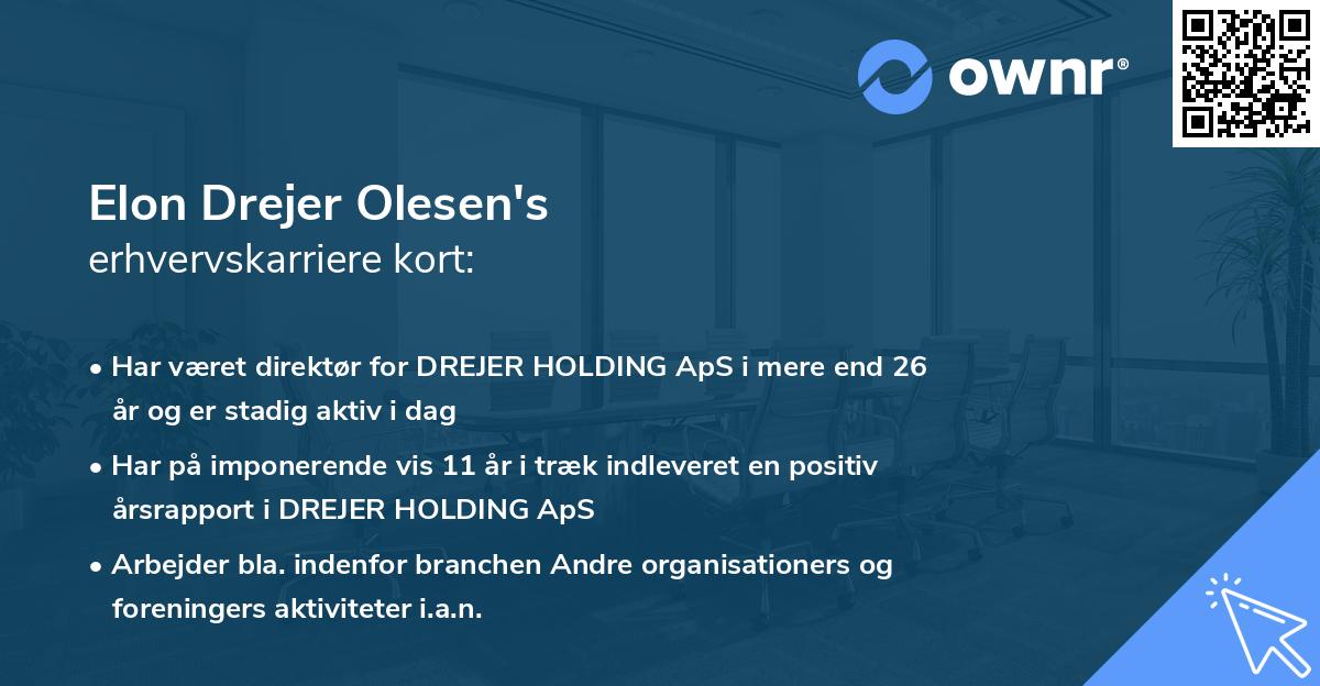 Elon Drejer Olesen's erhvervskarriere kort
