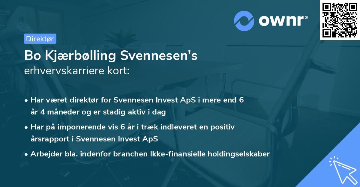 Bo Kjærbølling Svennesen's erhvervskarriere kort
