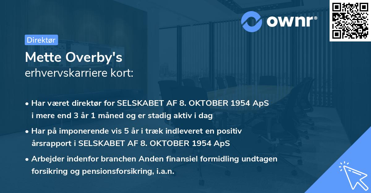 Mette Overby's erhvervskarriere kort