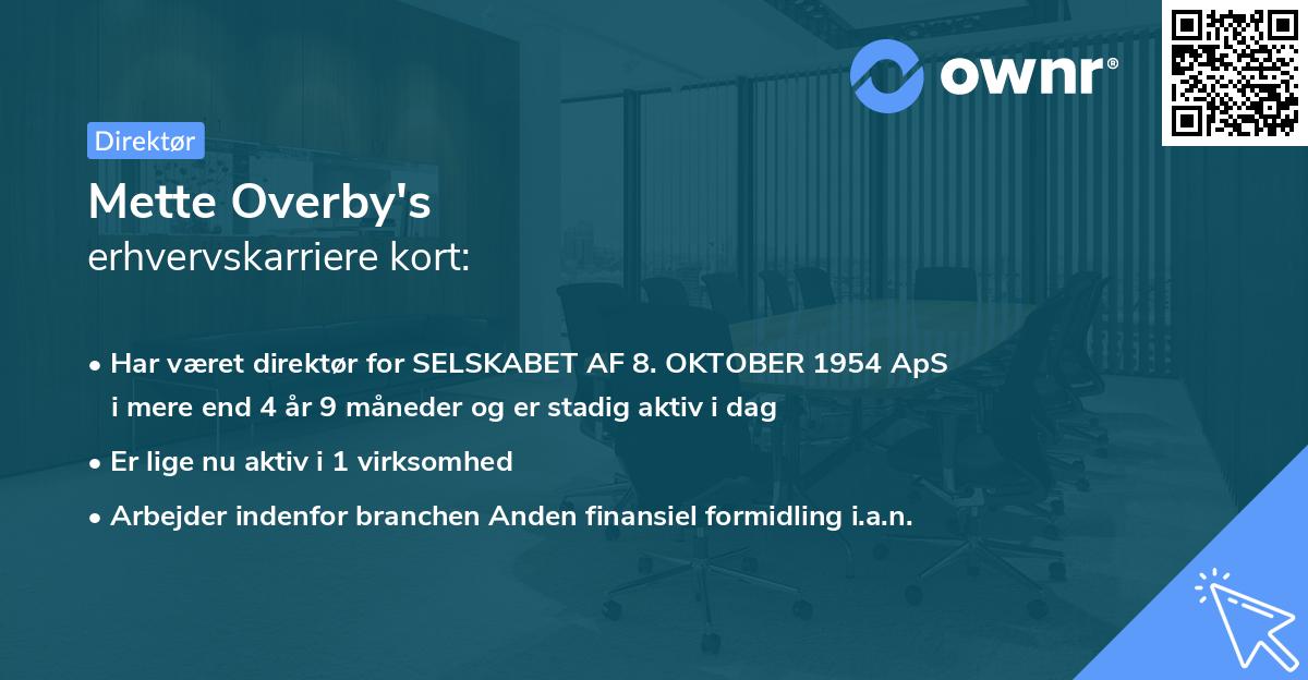 Mette Overby's erhvervskarriere kort