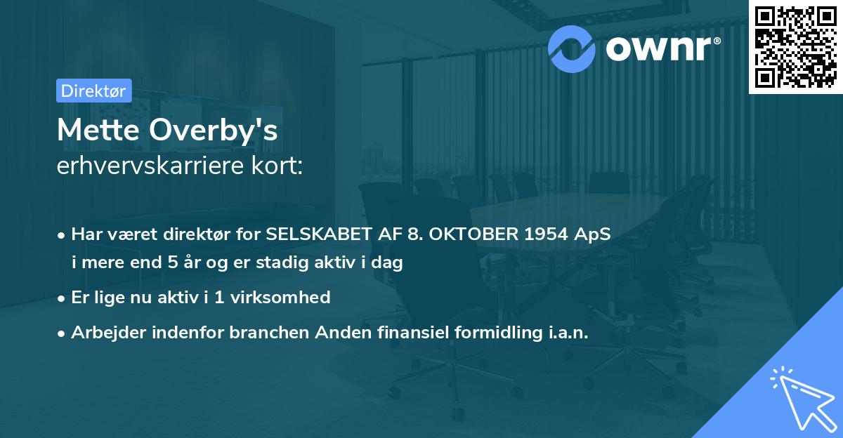 Mette Overby's erhvervskarriere kort