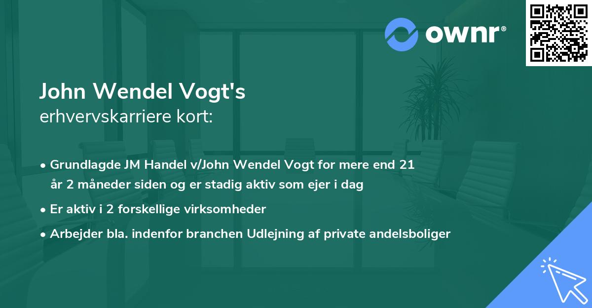 John Wendel Vogt's erhvervskarriere kort