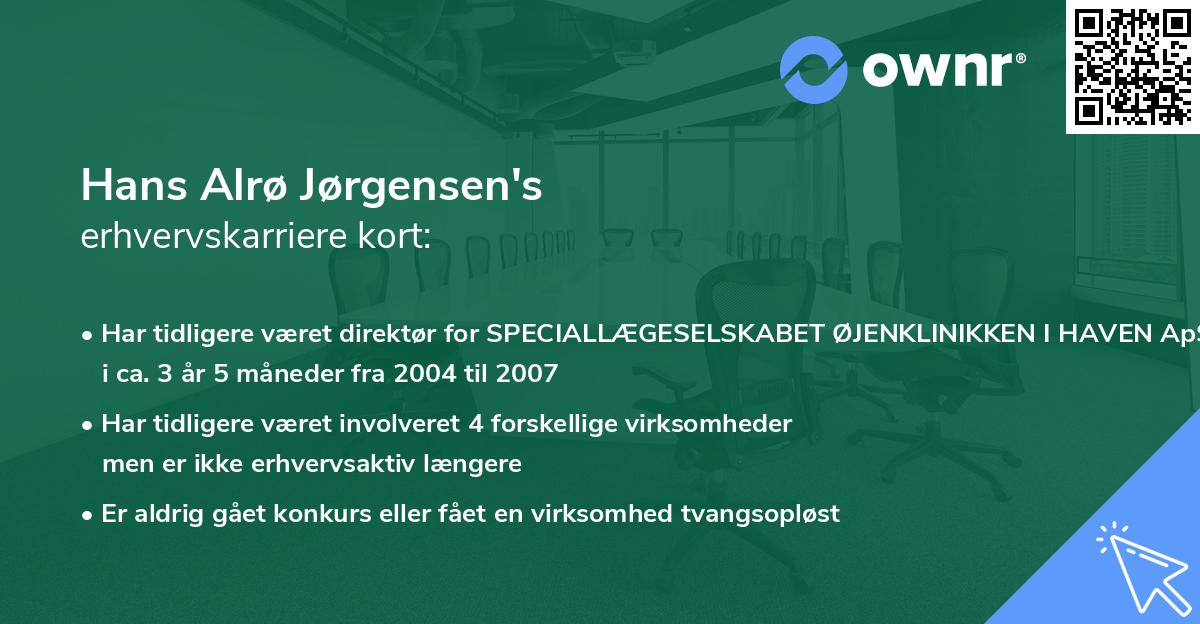 Hans Alrø Jørgensen's erhvervskarriere kort