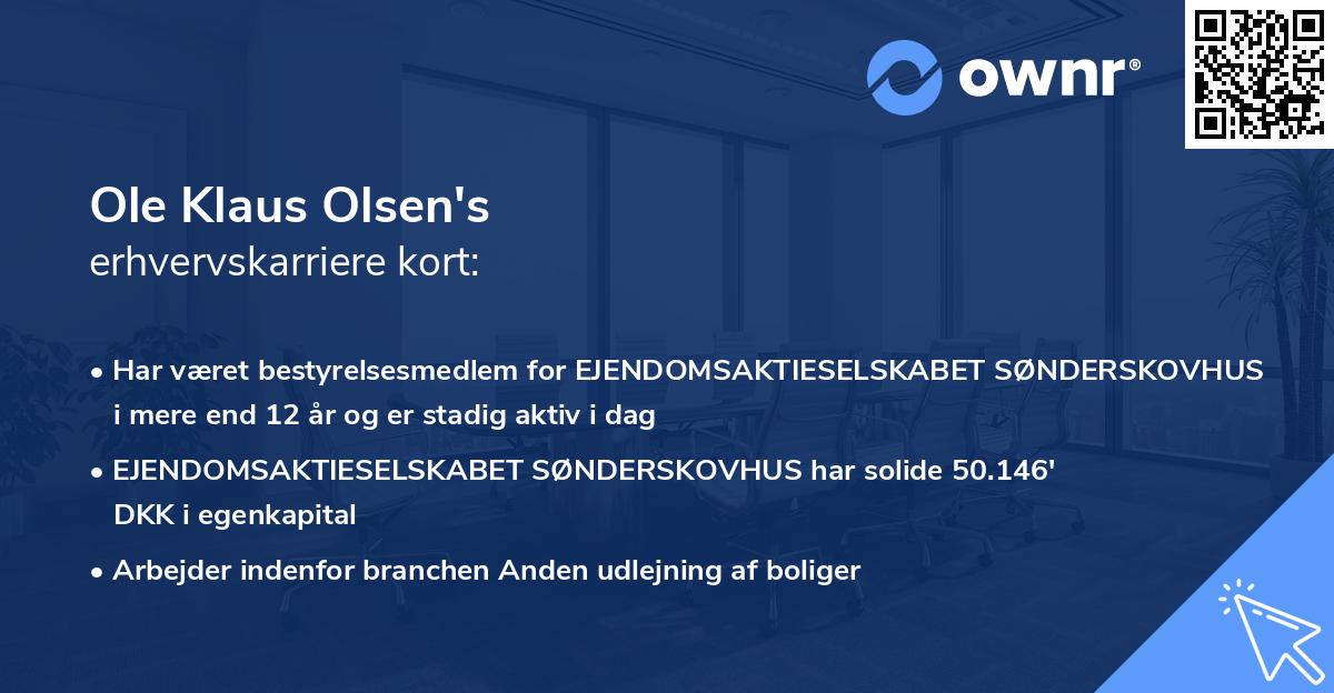 Ole Klaus Olsen's erhvervskarriere kort