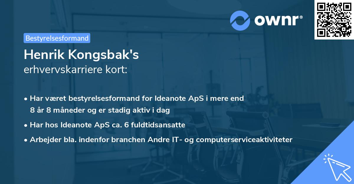 Henrik Kongsbak's erhvervskarriere kort