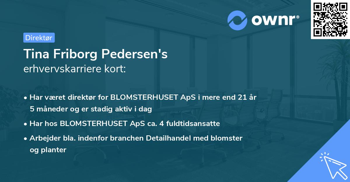 Tina Friborg Pedersen's erhvervskarriere kort