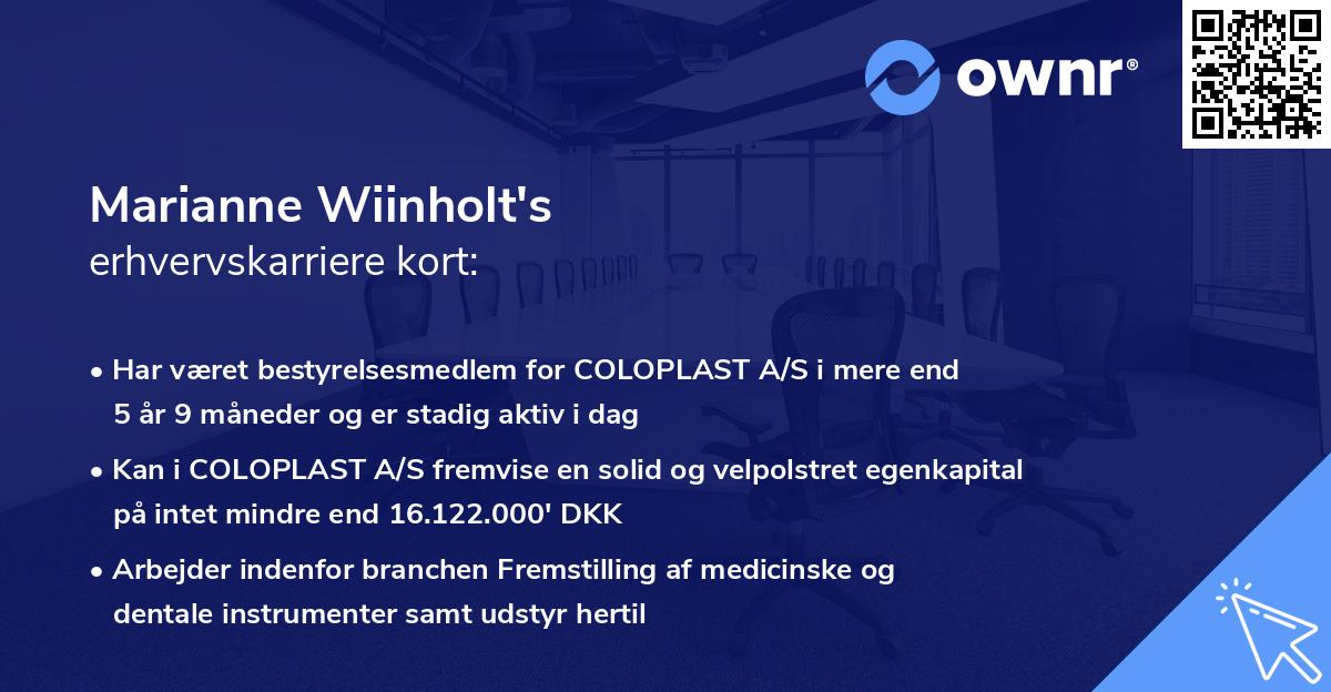 Marianne Wiinholt's erhvervskarriere kort