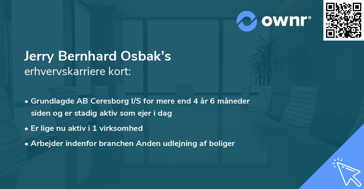Jerry Bernhard Osbak's erhvervskarriere kort