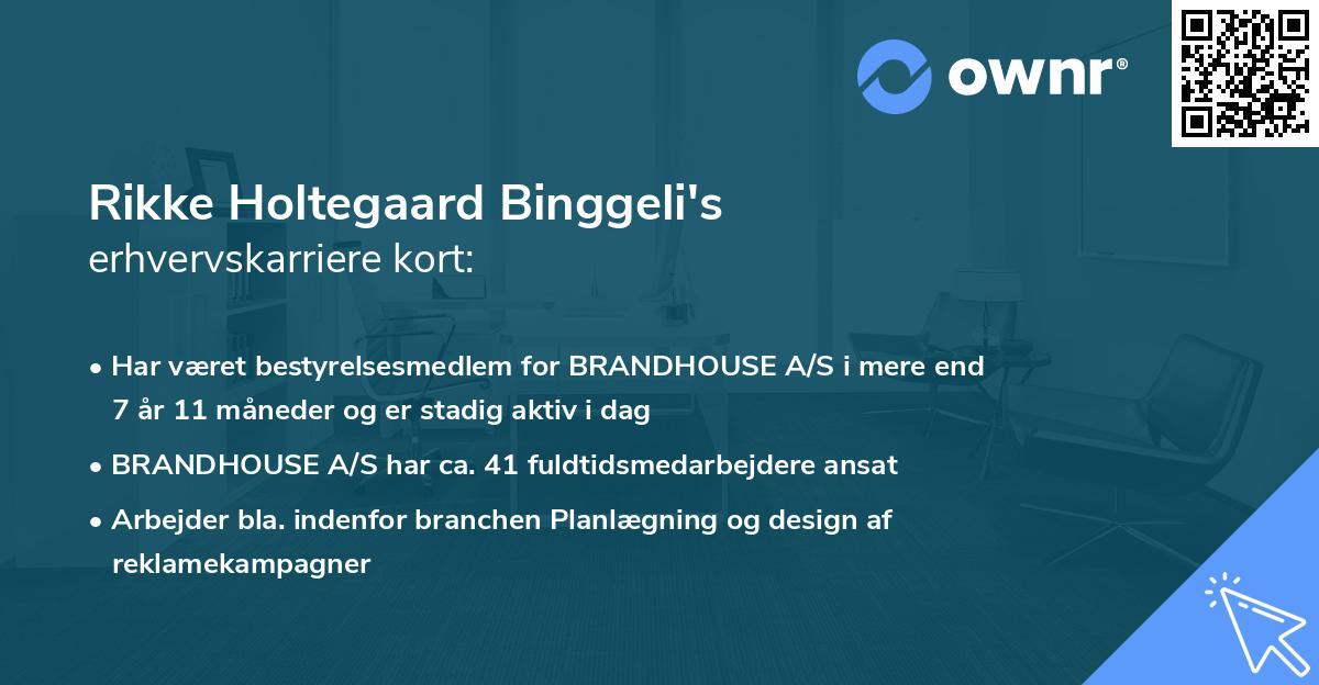 Rikke Holtegaard Binggeli's erhvervskarriere kort