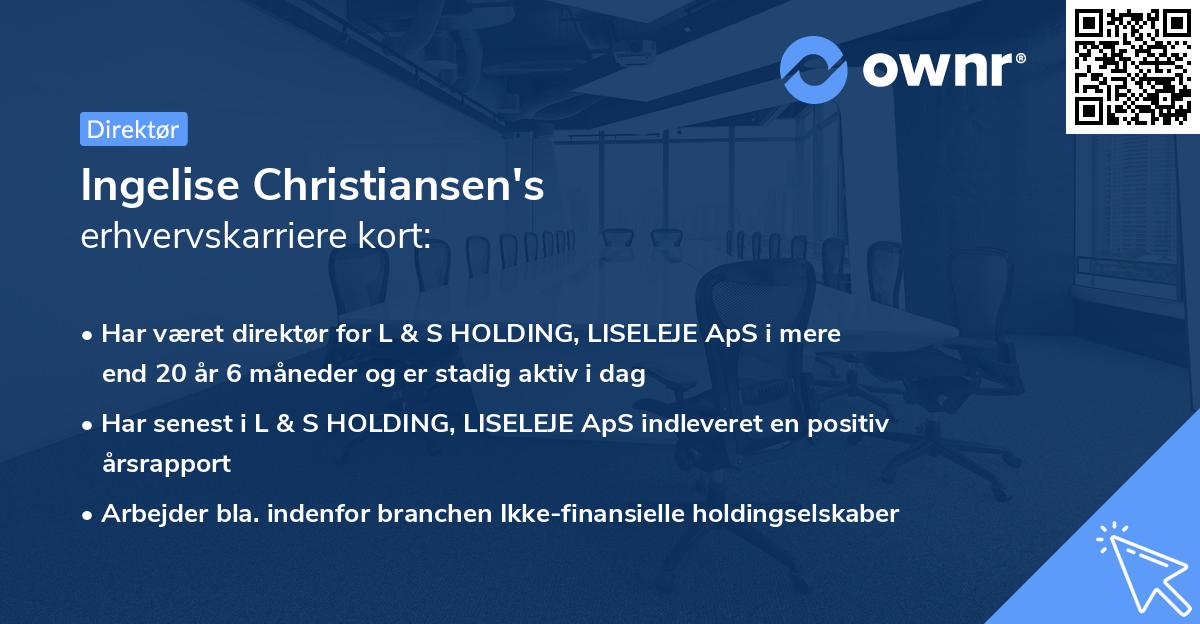 Ingelise Christiansen's erhvervskarriere kort