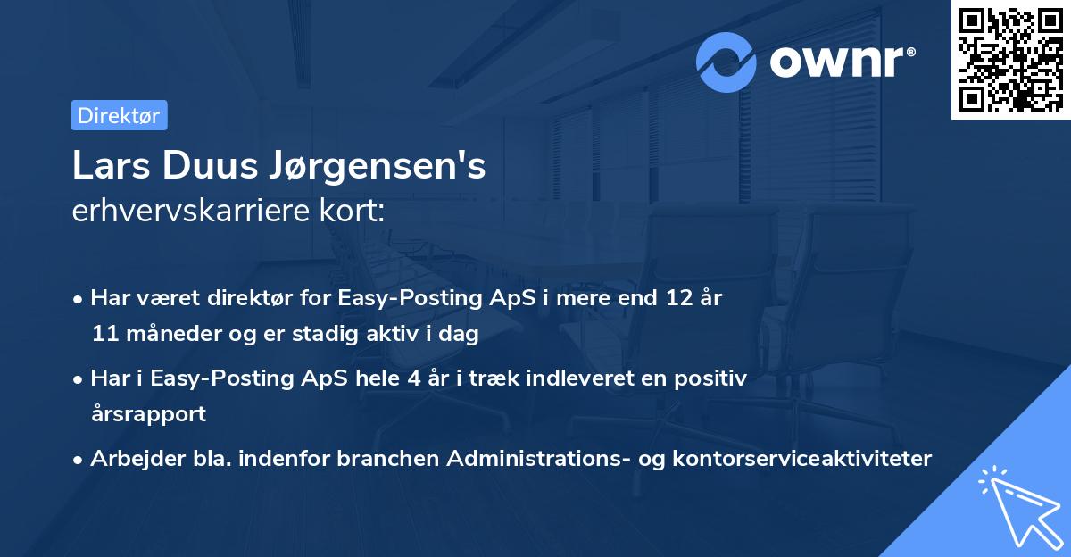 Lars Duus Jørgensen's erhvervskarriere kort
