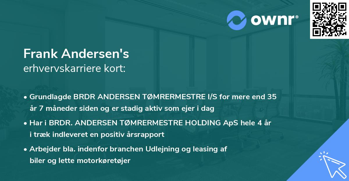 Frank Andersen's erhvervskarriere kort
