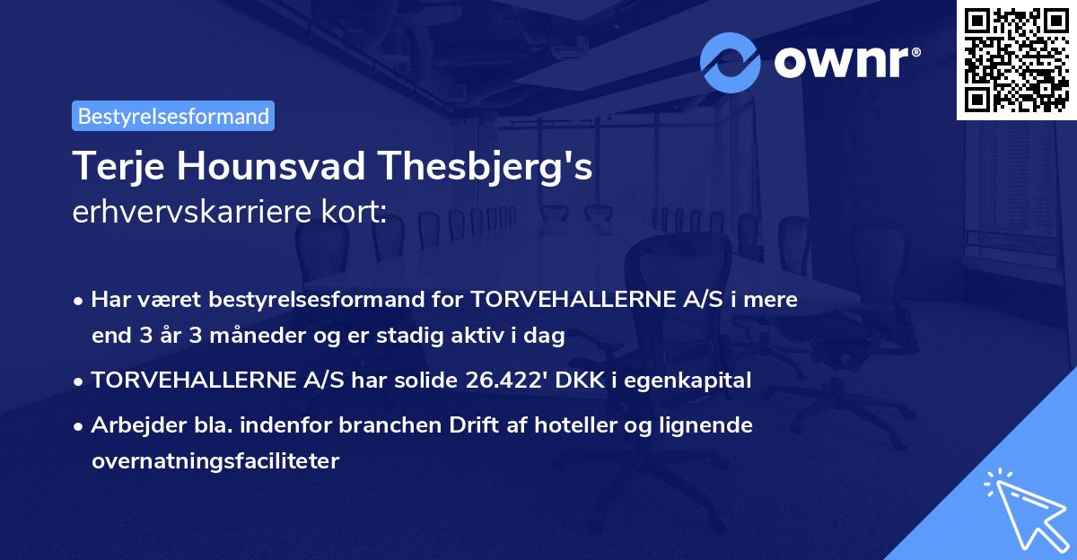 Terje Hounsvad Thesbjerg's erhvervskarriere kort