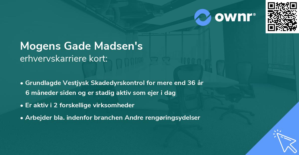 Mogens Gade Madsen's erhvervskarriere kort