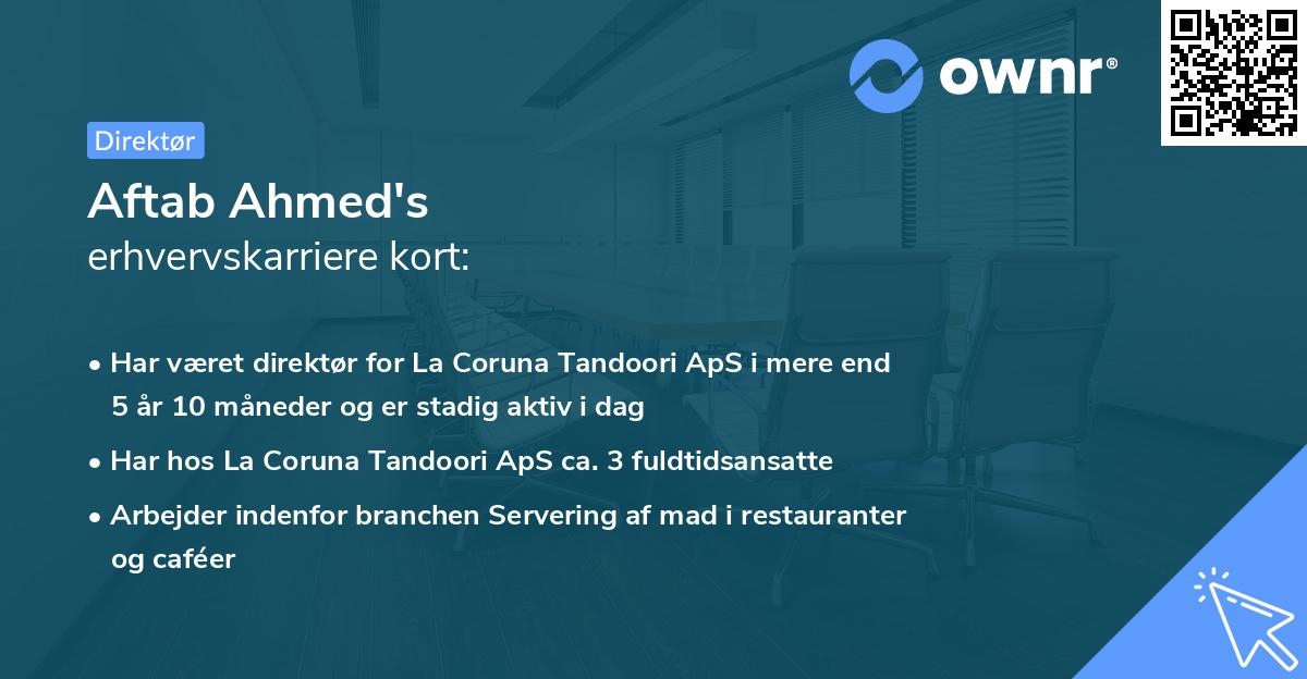 Aftab Ahmed's erhvervskarriere kort