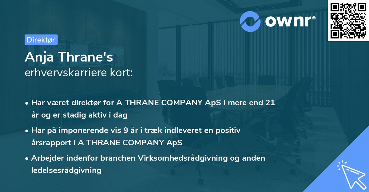 Anja Thrane's erhvervskarriere kort