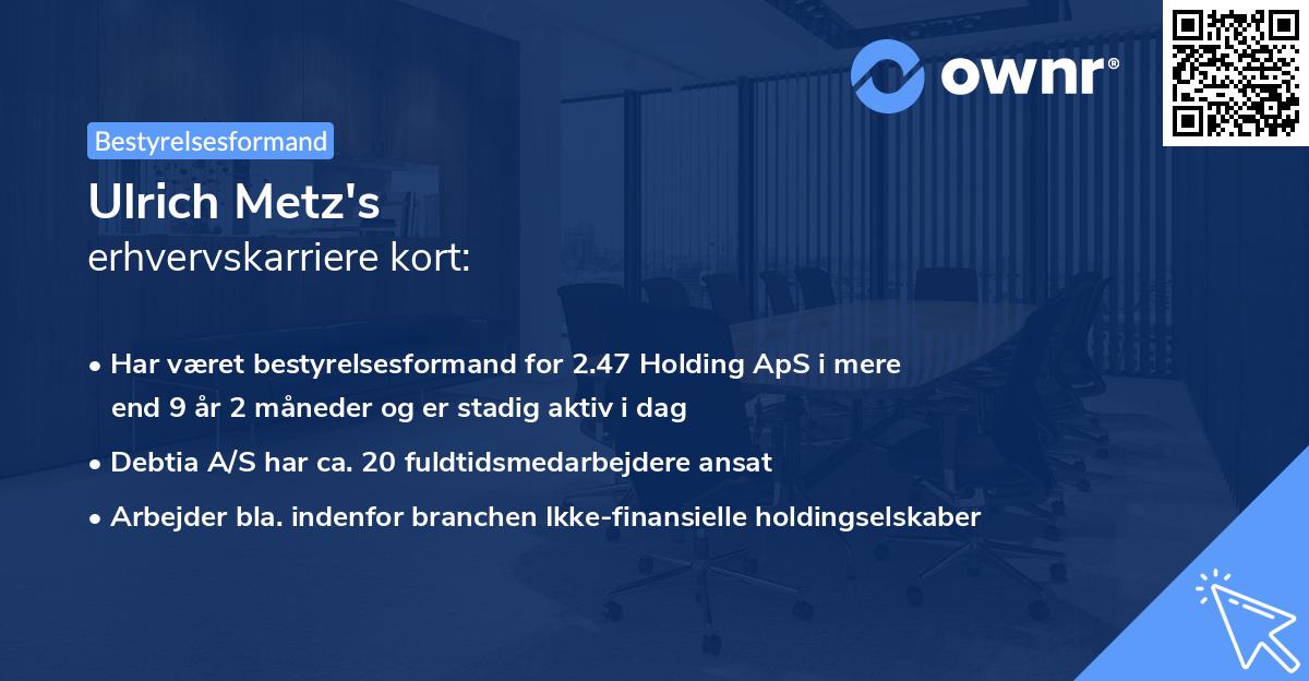 Ulrich Metz's erhvervskarriere kort