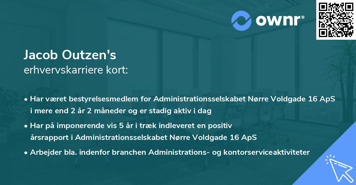 Jacob Outzen's erhvervskarriere kort