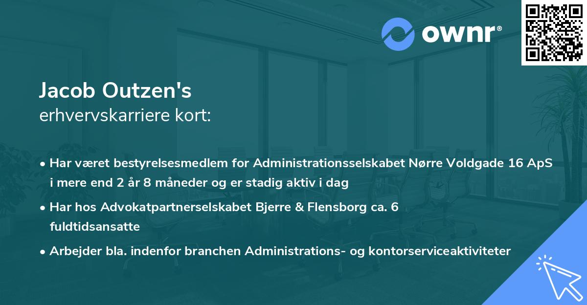 Jacob Outzen's erhvervskarriere kort