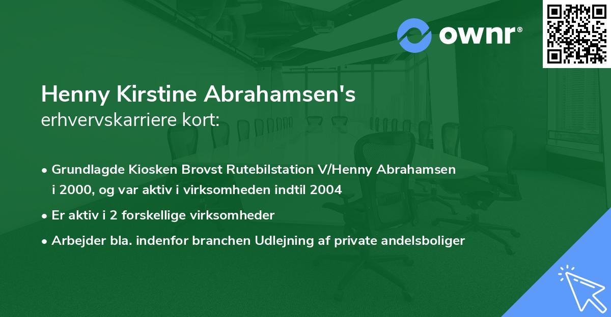 Henny Kirstine Abrahamsen's erhvervskarriere kort