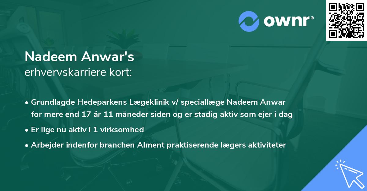 Nadeem Anwar's erhvervskarriere kort