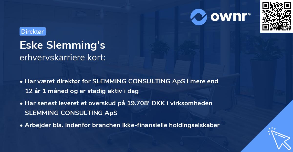 Eske Slemming's erhvervskarriere kort