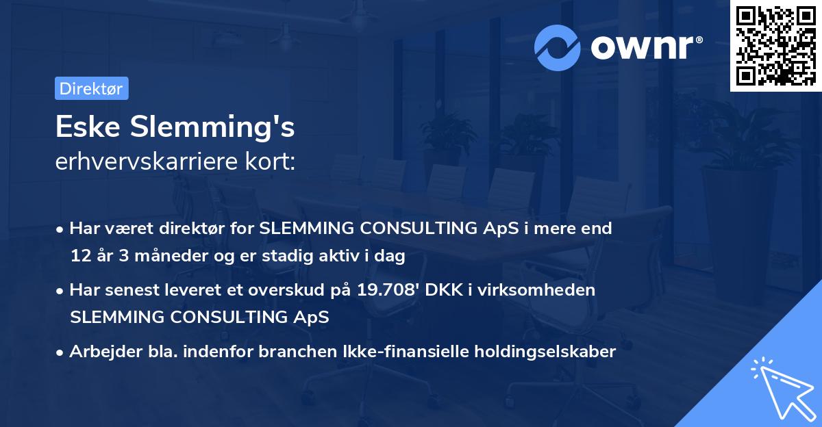 Eske Slemming's erhvervskarriere kort