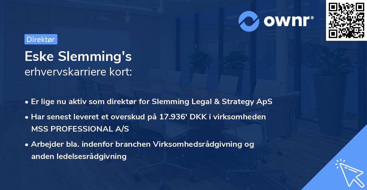 Eske Slemming's erhvervskarriere kort