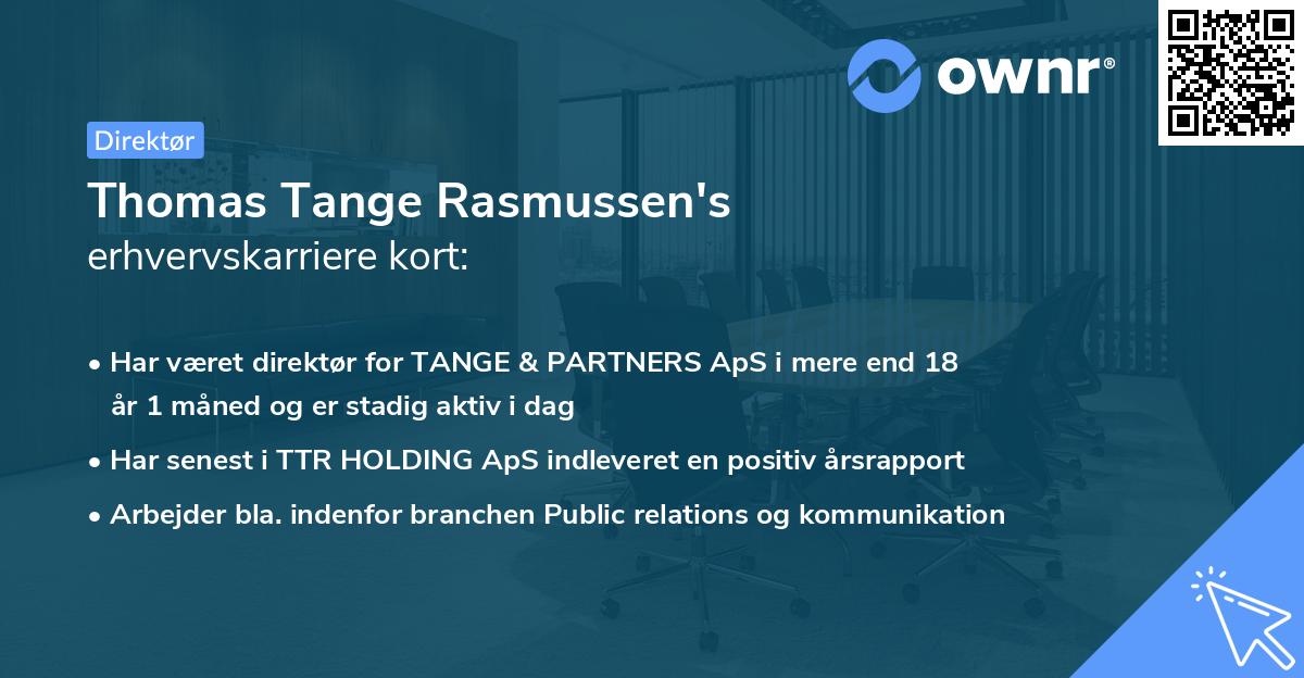 Thomas Tange Rasmussen's erhvervskarriere kort