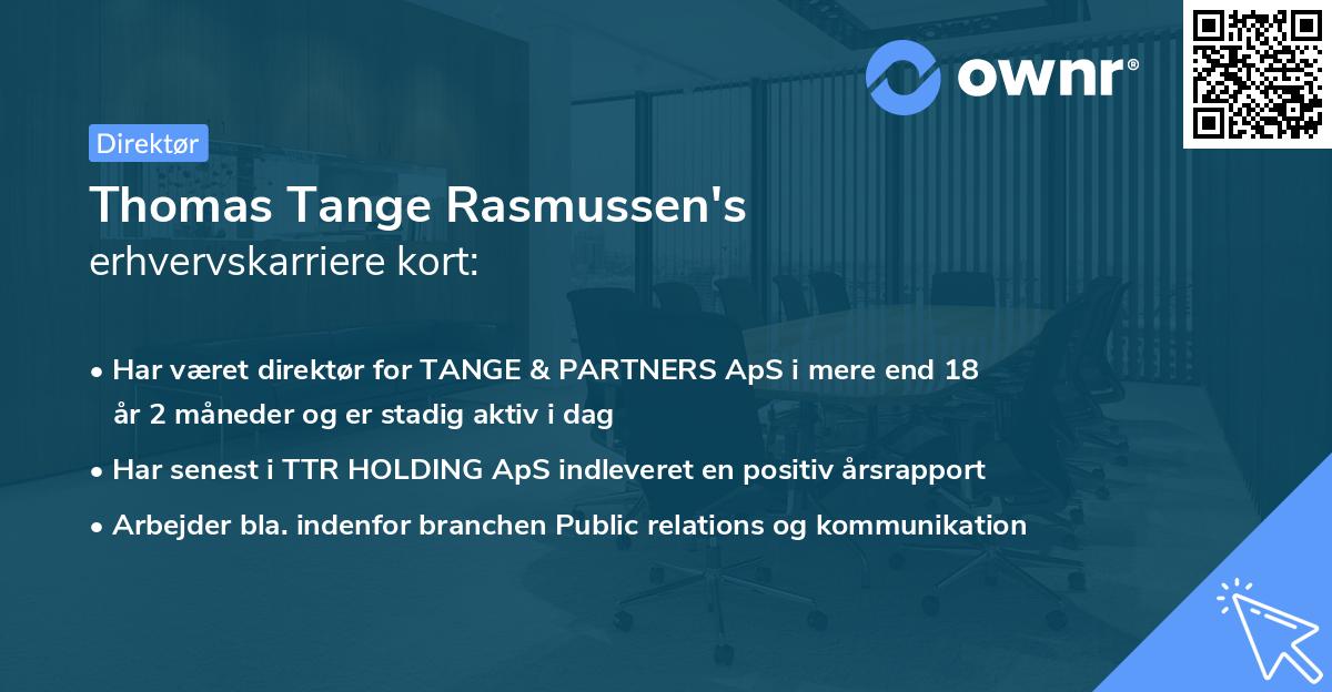 Thomas Tange Rasmussen's erhvervskarriere kort