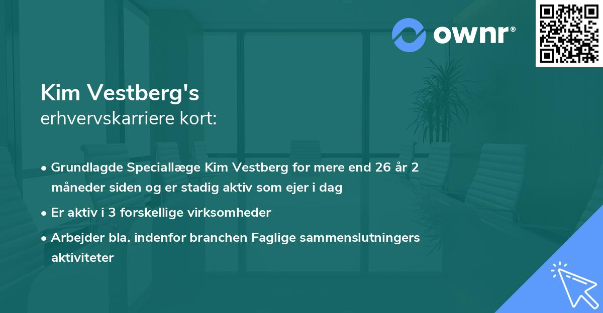 Kim Vestberg's erhvervskarriere kort