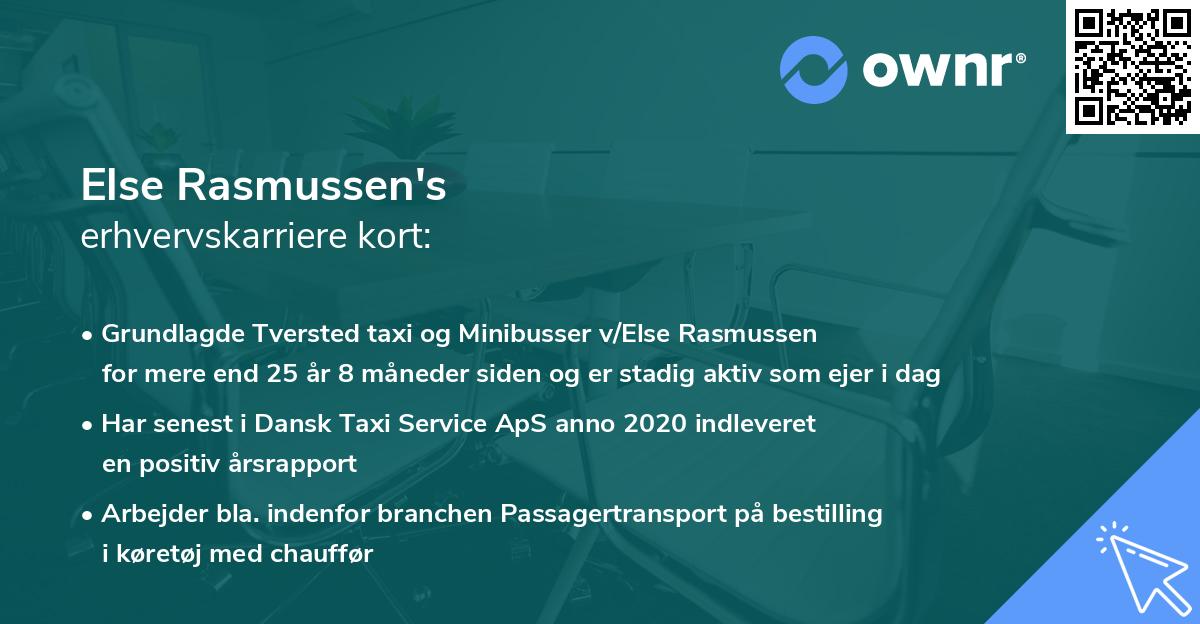 Else Rasmussen's erhvervskarriere kort