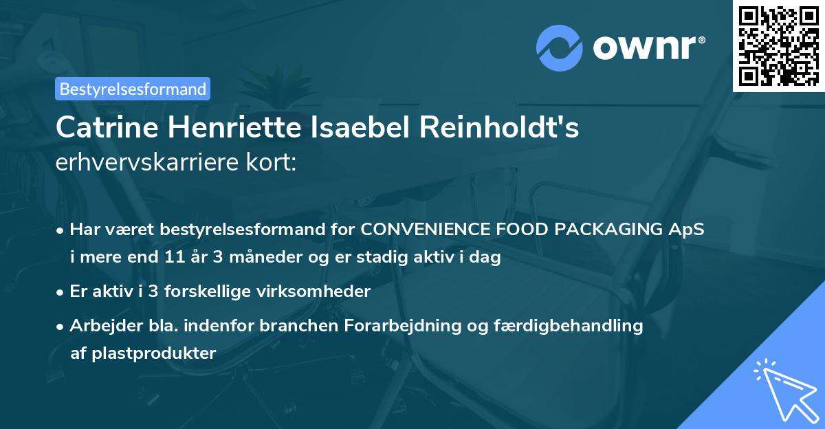 Catrine Henriette Isaebel Reinholdt's erhvervskarriere kort