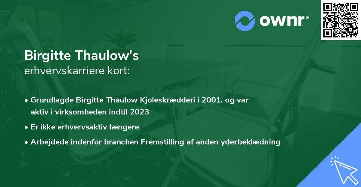 Birgitte Thaulow's erhvervskarriere kort