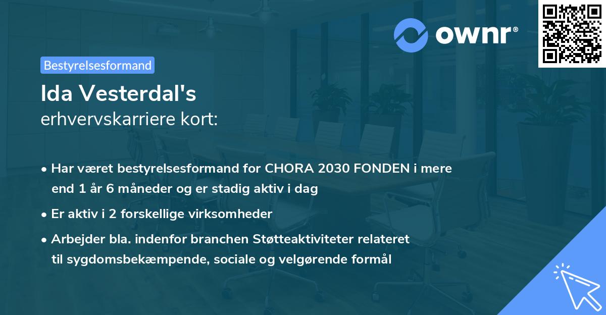 Ida Vesterdal's erhvervskarriere kort