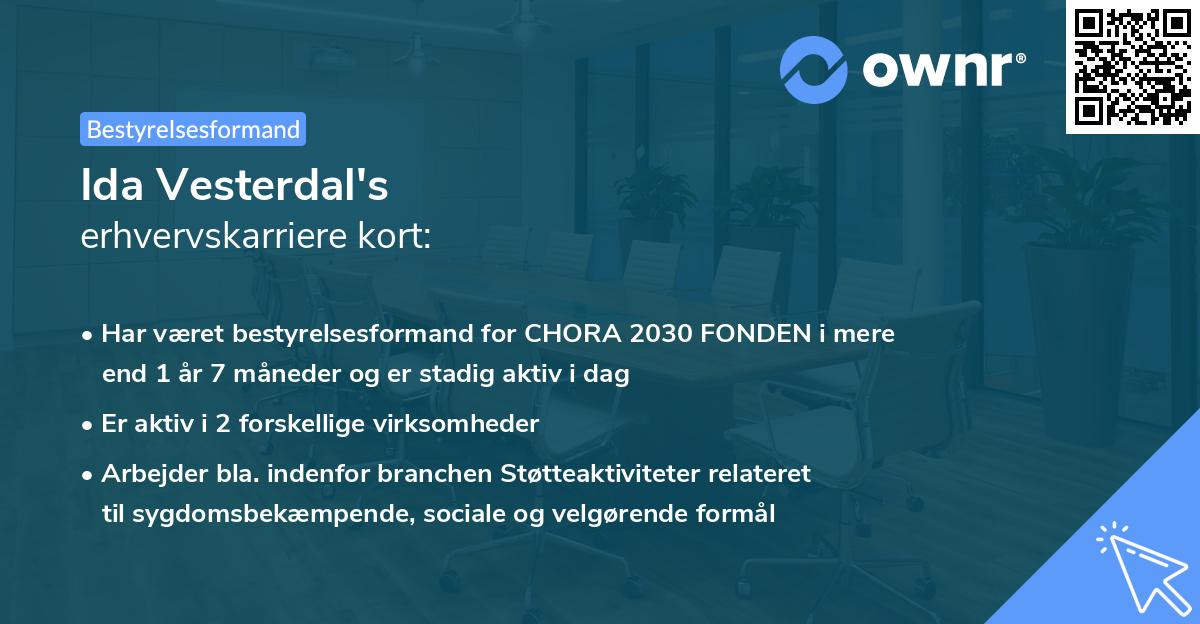 Ida Vesterdal's erhvervskarriere kort