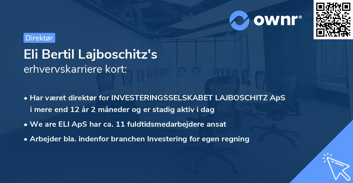 Eli Bertil Lajboschitz's erhvervskarriere kort