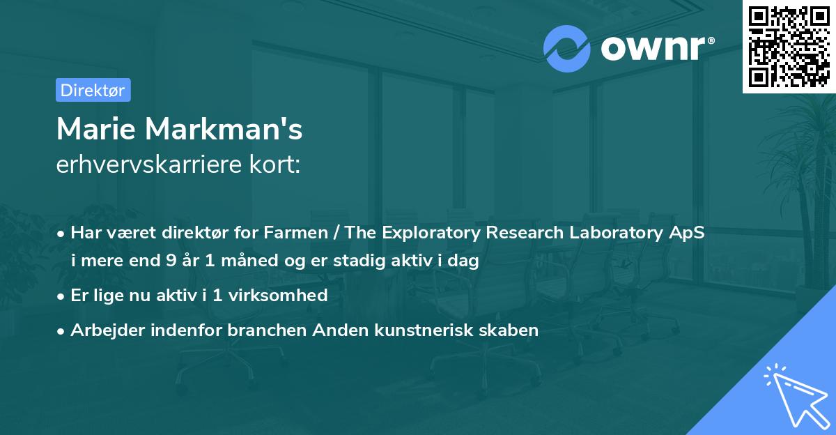 Marie Markman's erhvervskarriere kort