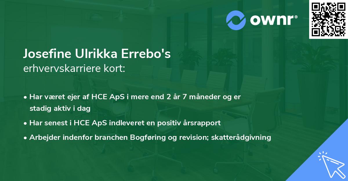 Josefine Ulrikka Errebo's erhvervskarriere kort