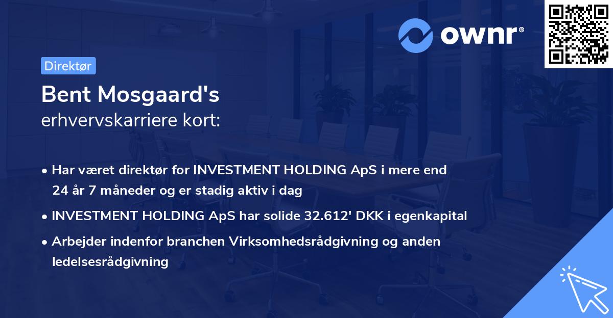 Bent Mosgaard's erhvervskarriere kort