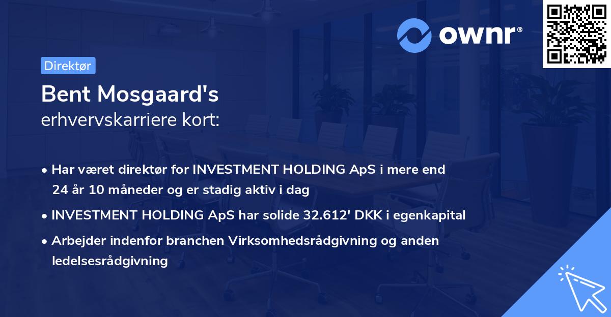 Bent Mosgaard's erhvervskarriere kort