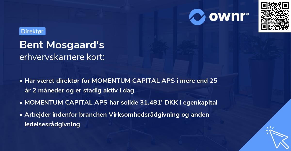Bent Mosgaard's erhvervskarriere kort
